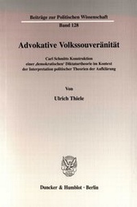 Abbildung von: Advokative Volkssouveränität. - Duncker & Humblot