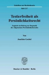 Abbildung von: Testierfreiheit als Persönlichkeitsrecht. - Duncker & Humblot