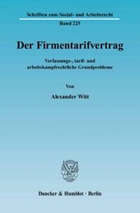 Abbildung von: Der Firmentarifvertrag. - Duncker & Humblot