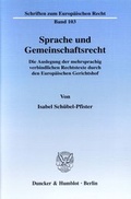 Cover: Sprache und Gemeinschaftsrecht. - Duncker & Humblot