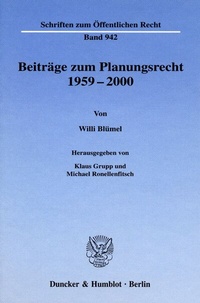 Bild: Beiträge zum Planungsrecht 1959-2000. - Duncker & Humblot