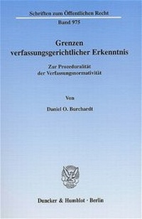 Abbildung von: Grenzen verfassungsgerichtlicher Erkenntnis. - Duncker & Humblot
