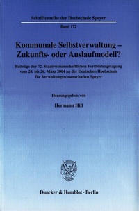 Abbildung von: Kommunale Selbstverwaltung - Zukunfts- oder Auslaufmodell? - Duncker & Humblot
