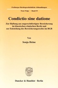 Cover: Condictio sine datione. - Duncker & Humblot