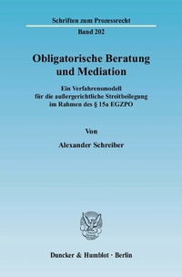 Abbildung von: Obligatorische Beratung und Mediation. - Duncker & Humblot