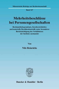 Abbildung von: Mehrheitsbeschlüsse bei Personengesellschaften. - Duncker & Humblot