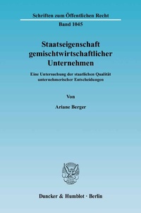 Bild: Staatseigenschaft gemischtwirtschaftlicher Unternehmen. - Duncker & Humblot