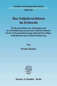Abbildung von: Das Schiedsverfahren im Erbrecht. - Duncker & Humblot