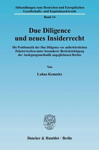 Abbildung von: Due Diligence und neues Insiderrecht. - Duncker & Humblot