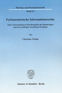 Abbildung von: Parlamentarische Informationsrechte. - Duncker & Humblot
