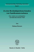 Cover: Zu den Best&auml;ndigkeitsmerkmalen von Familienunternehmen. - Duncker & Humblot
