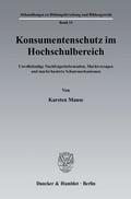 Cover: Konsumentenschutz im Hochschulbereich. - Duncker & Humblot