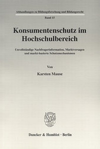 Abbildung von: Konsumentenschutz im Hochschulbereich. - Duncker & Humblot