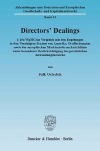 Abbildung von: Directors' Dealings. - Duncker & Humblot