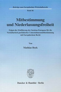 Abbildung von: Mitbestimmung und Niederlassungsfreiheit. - Duncker & Humblot