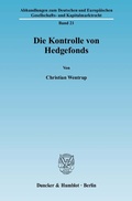 Cover: Die Kontrolle von Hedgefonds. - Duncker & Humblot
