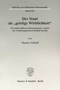 Abbildung von: Der Staat als "geistige Wirklichkeit". - Duncker & Humblot