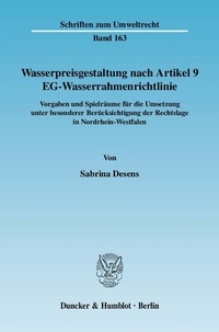 Abbildung von: Wasserpreisgestaltung nach Artikel 9 EG-Wasserrahmenrichtlinie. - Duncker & Humblot