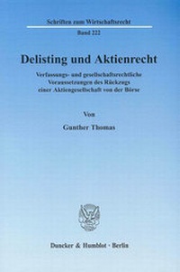 Abbildung von: Delisting und Aktienrecht. - Duncker & Humblot