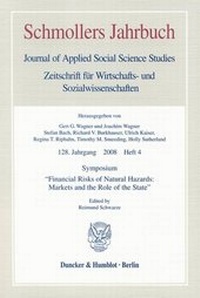 Enlarge image Cover: Symposium "Financial Risks of Natural Hazards: Markets and the Role of the State". - Duncker & Humblot