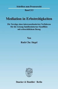 Abbildung von: Mediation in Erbstreitigkeiten. - Duncker & Humblot
