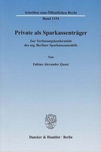 Abbildung von: Private als Sparkassenträger. - Duncker & Humblot