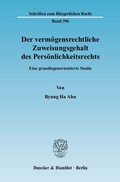 Bild: Der verm&ouml;gensrechtliche Zuweisungsgehalt des Pers&ouml;nlichkeitsrechts. - Duncker & Humblot