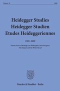 Cover: Heidegger Studies - Heidegger Studien - Etudes Heideggeriennes. - Duncker & Humblot