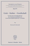 Cover: Geist - Kultur - Gesellschaft. - Duncker & Humblot