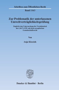 Abbildung von: Zur Problematik der unterlassenen Umweltverträglichkeitsprüfung. - Duncker & Humblot