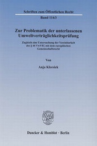 Abbildung von: Zur Problematik der unterlassenen Umweltverträglichkeitsprüfung. - Duncker & Humblot