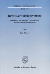 Abbildung von: Beweisverwertungsverbote. - Duncker & Humblot