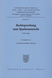 Abbildung von: Rechtsprechung zum Sparkassenrecht. - Duncker & Humblot