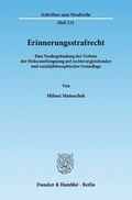 Cover: Erinnerungsstrafrecht. - Duncker & Humblot