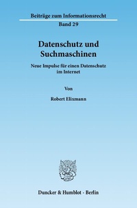 Abbildung von: Datenschutz und Suchmaschinen. - Duncker & Humblot