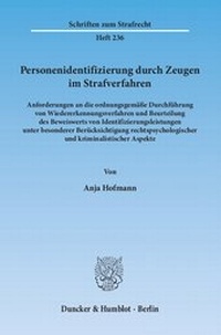 Abbildung von: Personenidentifizierung durch Zeugen im Strafverfahren. - Duncker & Humblot