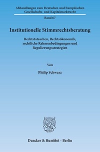 Abbildung von: Institutionelle Stimmrechtsberatung. - Duncker & Humblot