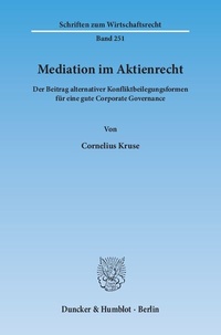 Abbildung von: Mediation im Aktienrecht. - Duncker & Humblot