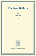 Cover: Eberhard Gothein. - Duncker & Humblot
