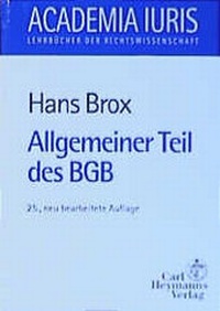 Bild vergrößern Bild: Allgemeiner Teil des BGB - Carl Heymanns Verlag