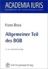 Bild vergrößern Bild: Allgemeiner Teil des BGB - Carl Heymanns Verlag