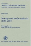 Cover: Beitr&auml;ge zum Strafproze&szlig;recht (1969-2001) - Carl Heymanns Verlag