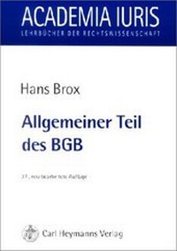 Bild vergrößern Bild: Allgemeiner Teil des BGB - Carl Heymanns Verlag