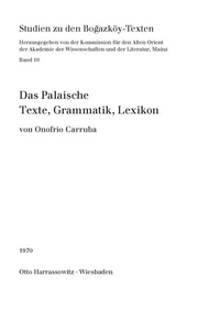 Enlarge image Cover: Das Palaische - Harrassowitz Verlag