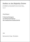 Cover: Untersuchungen zur Rekonstruktion der hattischen Kultschicht - Harrassowitz Verlag