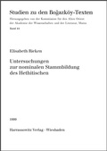 Cover: Untersuchungen zur nominalen Stammbildung des Hethitischen - Harrassowitz Verlag