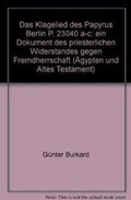 Cover: Das Klagelied des Papyrus Berlin P. 23040 a-c - Harrassowitz Verlag