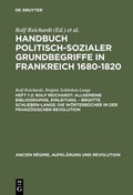 Cover: Rolf Reichardt: Allgemeine Bibliographie, Einleitung. - Brigitte Schlieben-Lange: Die W&ouml;rterb&uuml;cher in der Franz&ouml;sischen Revolution - De Gruyter Oldenbourg