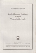Cover: Das Problem einer Einleitung in Hegels Wissenschaft der Logik - Vittorio Klostermann Verlag