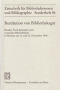 Cover: Restitution von Bibliotheksgut - Vittorio Klostermann Verlag